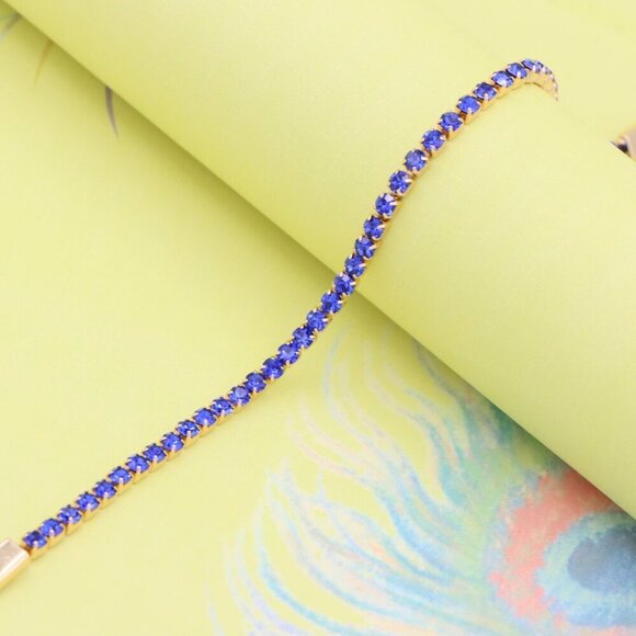 "Elegant Rose Gold Tennis Bracelet with Blue Stones, XPBL0832 - Picture 6 of 12